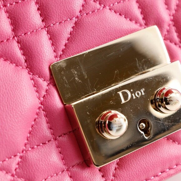 DIOR Pink Lambskin Leather Shoulder Bag - Picture 12 of 16